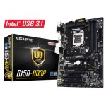 GA-B150-HD3P (rev. 1.0) Gigabyte Socket LGA 1151 Intel B150 Express Chipset 7th/6th Generation Core i7 / i5 / i3 / Pentium / Celeron Processors Support DDR4 4x DIMM 6x SATA 6.0Gb/s ATX Motherboard