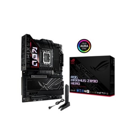 Asus ROG MAXIMUS Z890 HERO Intel Core Ultra CPU Z890 Chipset Socket LGA1851 4x DDR5 DIMM Slots 1x HDMI 4x USB Type-C 4x SATA 6Gb/s Ports 1x 2.5Gb Ethernet 1x 5Gb Ethernet 802.11be 2x2 Wi-Fi 7 ATX Gaming Desktop System Board (Motherboard)
