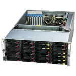 Supermicro SSG-641E-E1CR24H 4U front-loading storage server with 24 hot-swap 3.5" SAS/SATA bays (6 optional NVMe hybrid, SAS hardware RAID) and PCIe 5.0