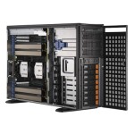 Supermicro SYS-741GE-TNRT Intel Xeon Dual Socket 4th/5th Gen LGA-4677 8-Bays front Hot-Swap 3.5" SAS/SATA/NVMe Drive 16x DDR5 DIMM Slots 2x 10GbE RJ45 Tower Rackmount GPU SuperServer with up to 4 NVIDIA H100 or A100 PCIe GPUs