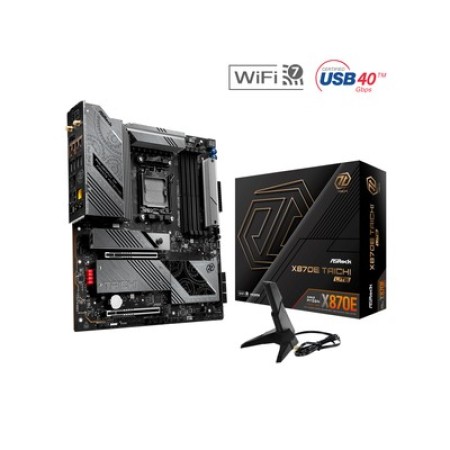 ASRock X870E TAICHI LITE Ryzen 9000 / 8000 / 7000 Series X870E Chipset Socket AM5 4x DDR5 DIMM Slots 1x HDMI 2x USB4 5 Gigabit LAN 10/100/1000/2500/5000 802.11be 2x2 Wi-Fi 7 EATX System Board (Motherboard)