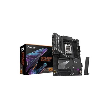 Gigabyte X870 AORUS ELITE WIFI7 AMD Ryzen 9000 / 8000 / 7000 Series CPU X870 Chipset Socket AM5 4x DDR5 DIMM Slots 1x HDMI 2x USB4 2.5GbE LAN 802.11be Wi-Fi 7 ATX System Board (Motherboard)