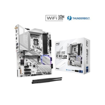 ASRock Z890 PRO RS WIFI WHITE Intel Z890 Core Ultra CPU Socket LGA1851RL-ILM 4x DDR5 DIMM Slots 1x HDMI 1x DisplayPort 2.5 Gigabit LAN 10/100/1000/2500 802.11axe Wi-Fi 6E ATX System Board (Motherboard)